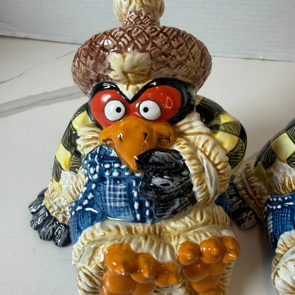 Fitz & Floyd Essentials Scary Crow Salt Pepper Shakers Fall Harvest Halloween